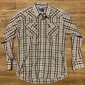 Panhandle Slim Pearl Snap Brown Plaid Western 46